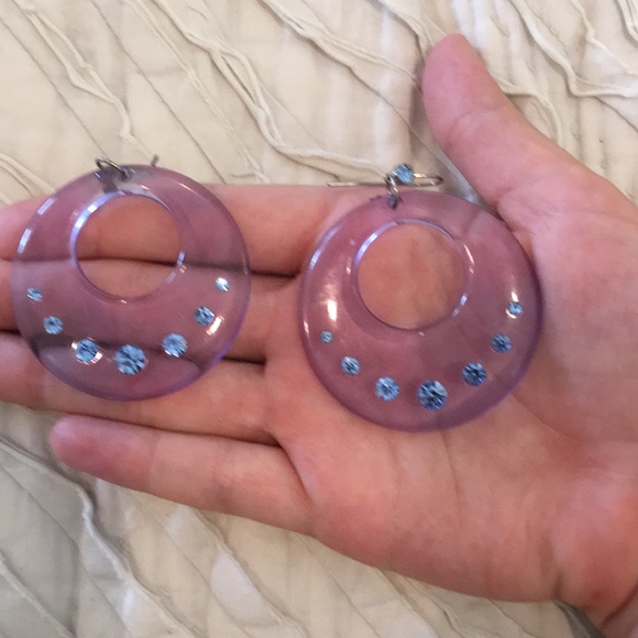 Blue hoop earrings - Picture 2 of 2